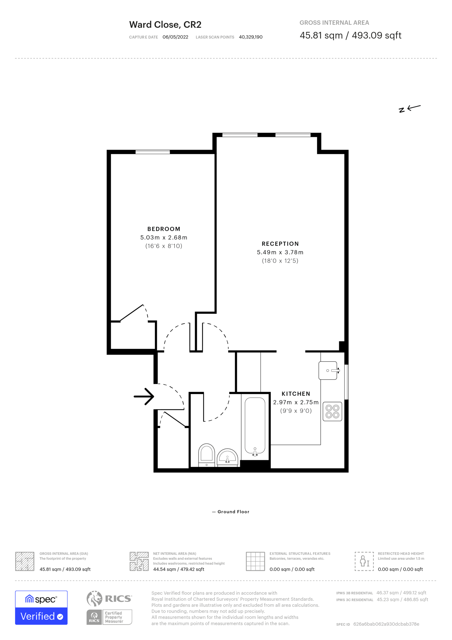 1 bed apartment for sale in 2 Ward Close, South Croydon - Property floorplan