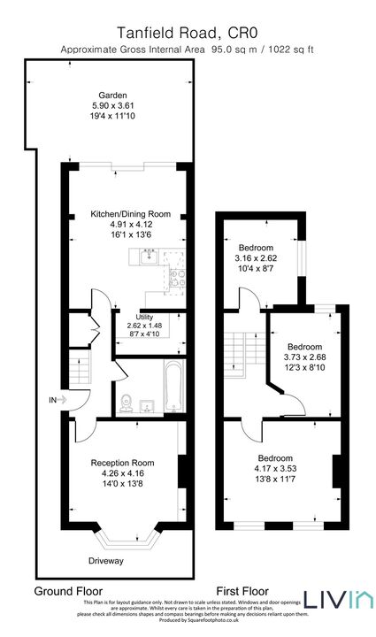 3 bed end of terrace house to rent in Tanfield Road, Croydon - Property floorplan