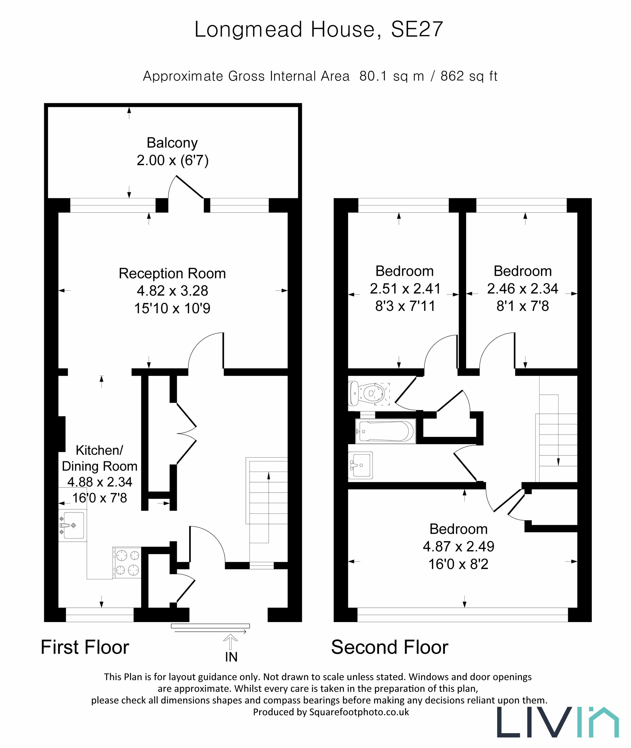 3 bed apartment for sale in Woodvale Walk, London - Property floorplan