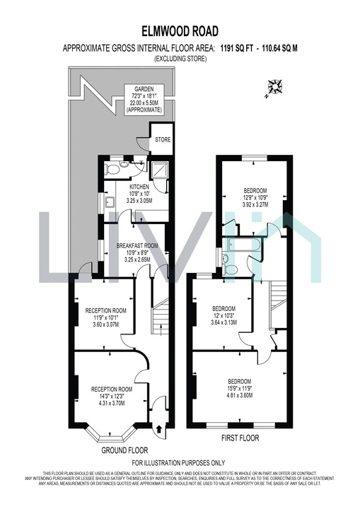 3 bed semi-detached house for sale in Elmwood Road, Croydon - Property floorplan