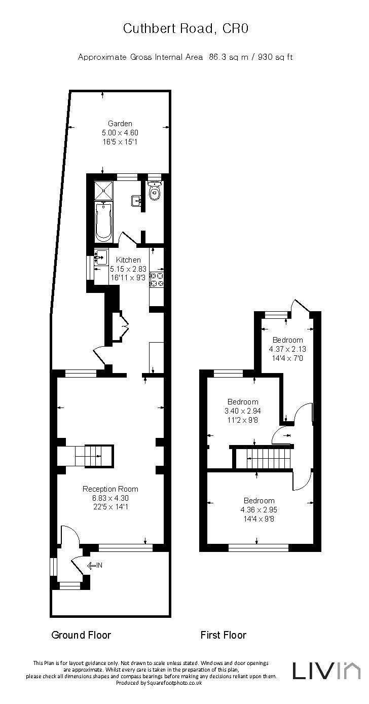 3 bed terraced house for sale in Cuthbert Road, Croydon - Property floorplan