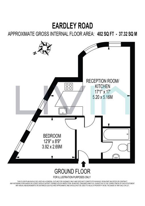 1 bed apartment for sale in Eardley Road, London - Property floorplan
