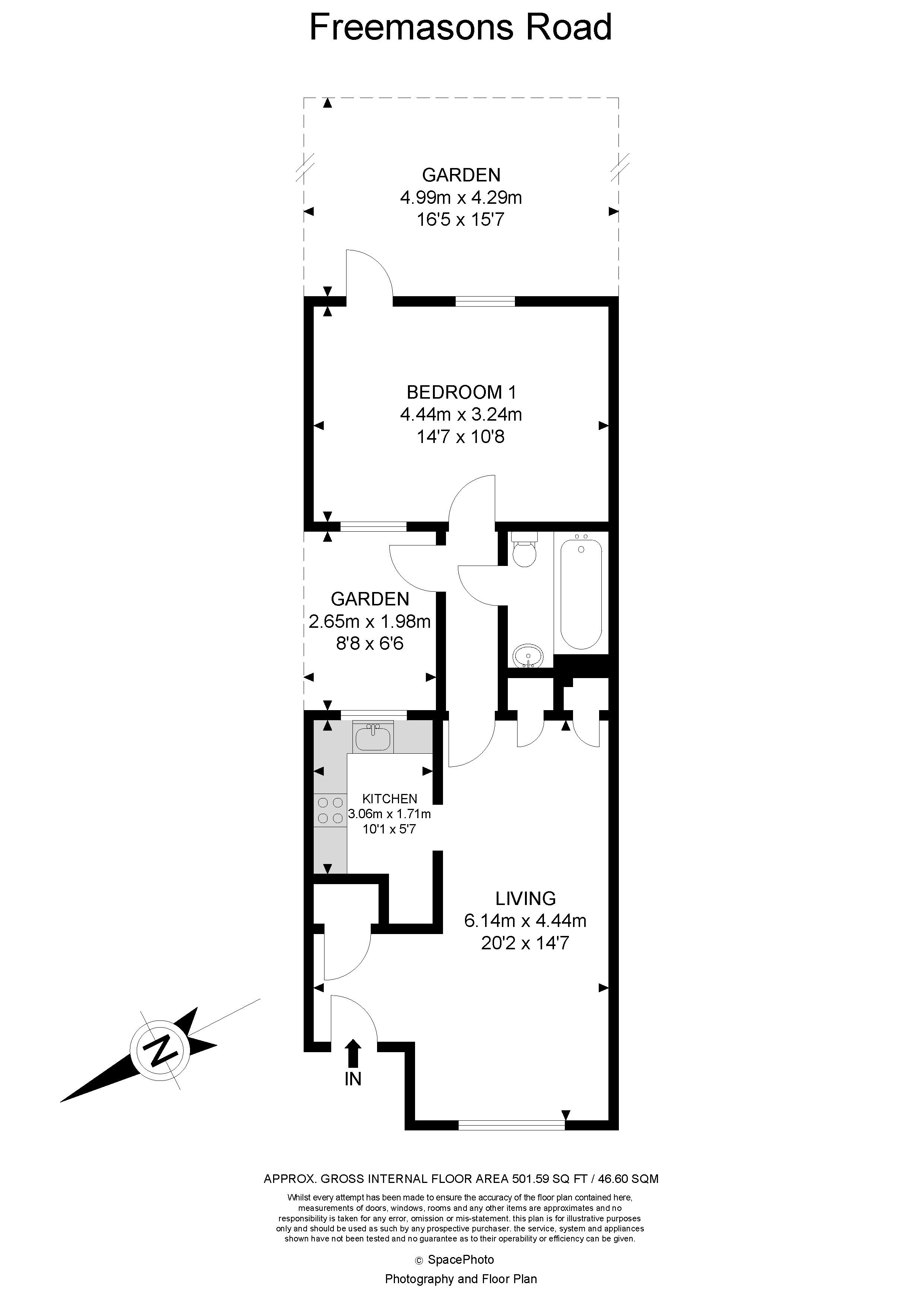 1 bed bungalow for sale in Freemasons Road, Croydon - Property Floorplan