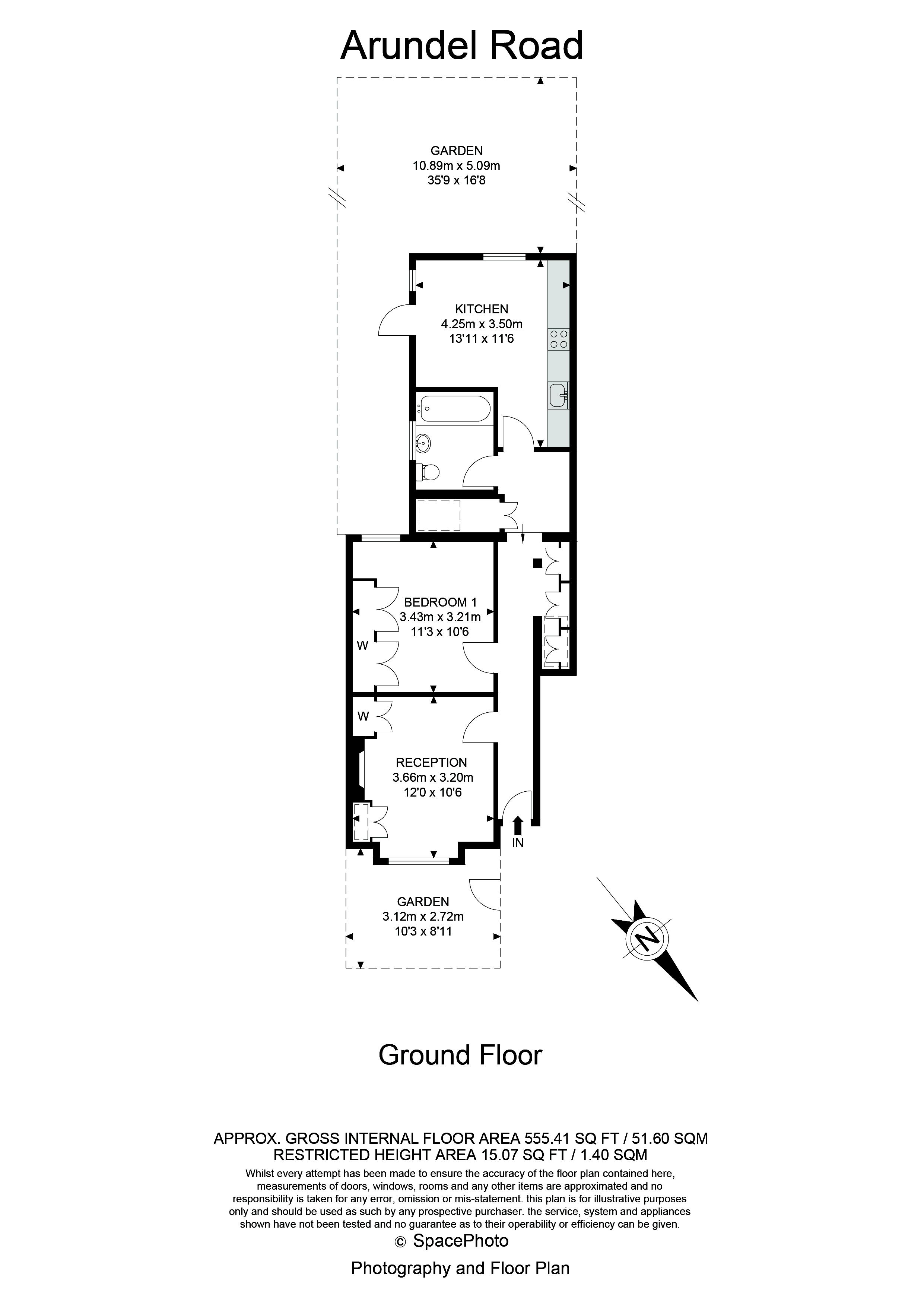1 bed apartment for sale in Arundel Road, Croydon - Property Floorplan