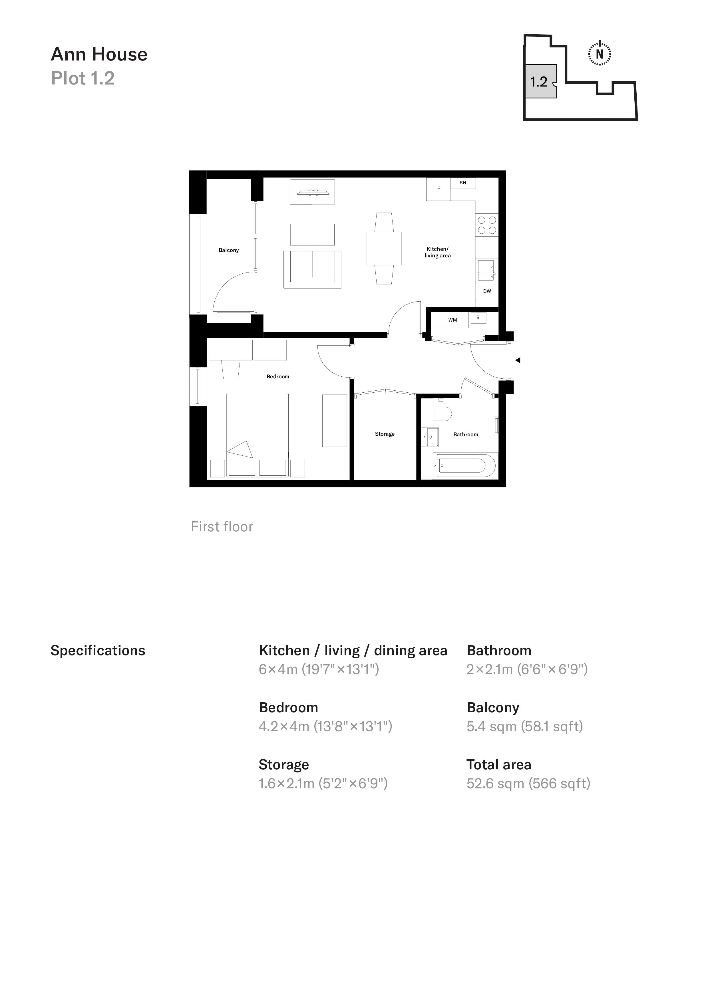 1 bed apartment for sale in Drummond Road, Croydon - Property Floorplan