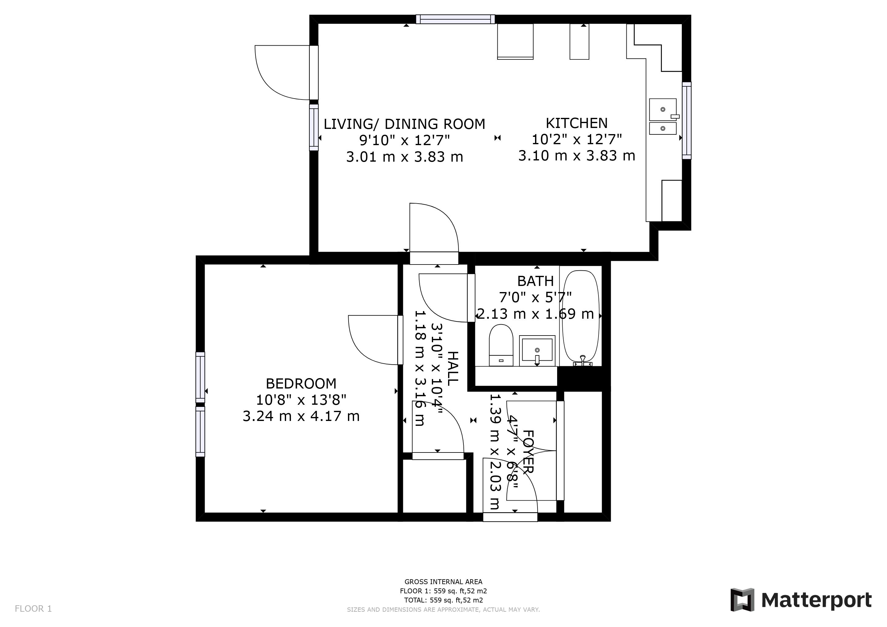 1 bed apartment for sale in Warminster Road, South Norwood - Property Floorplan