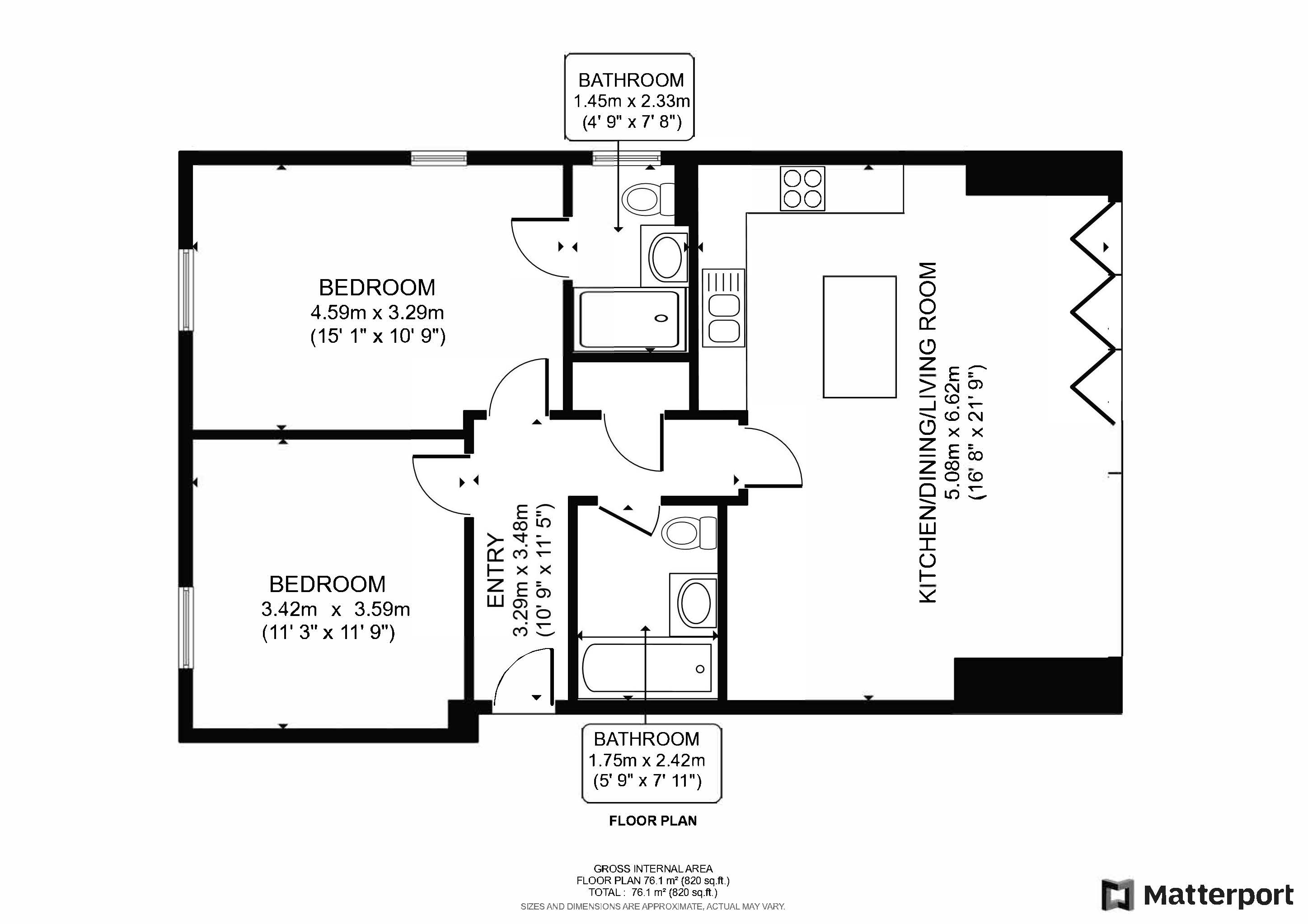 2 bed apartment for sale in Dagnall Park - Property Floorplan