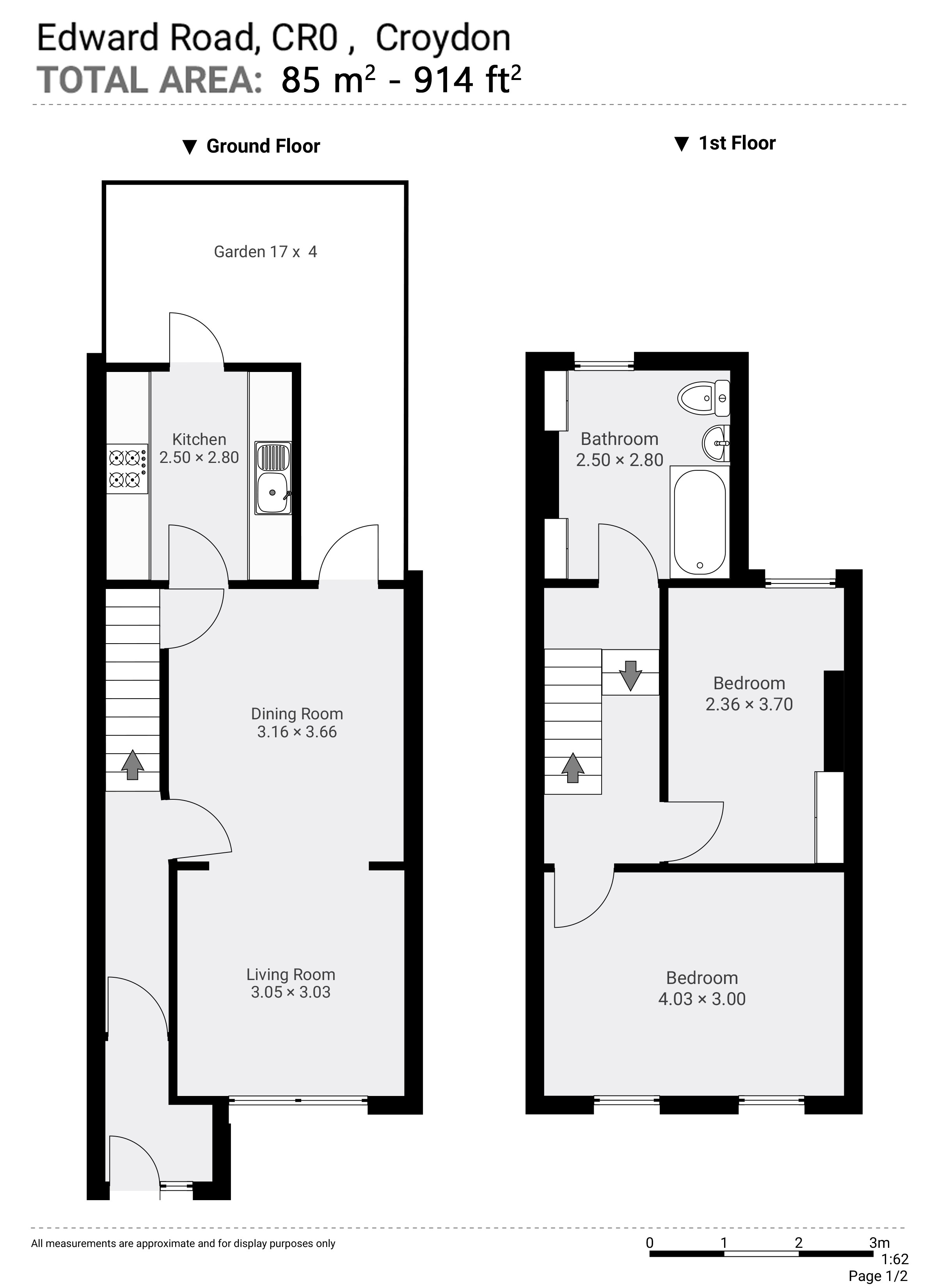 2 bed house for sale in Edward Road - Property Floorplan