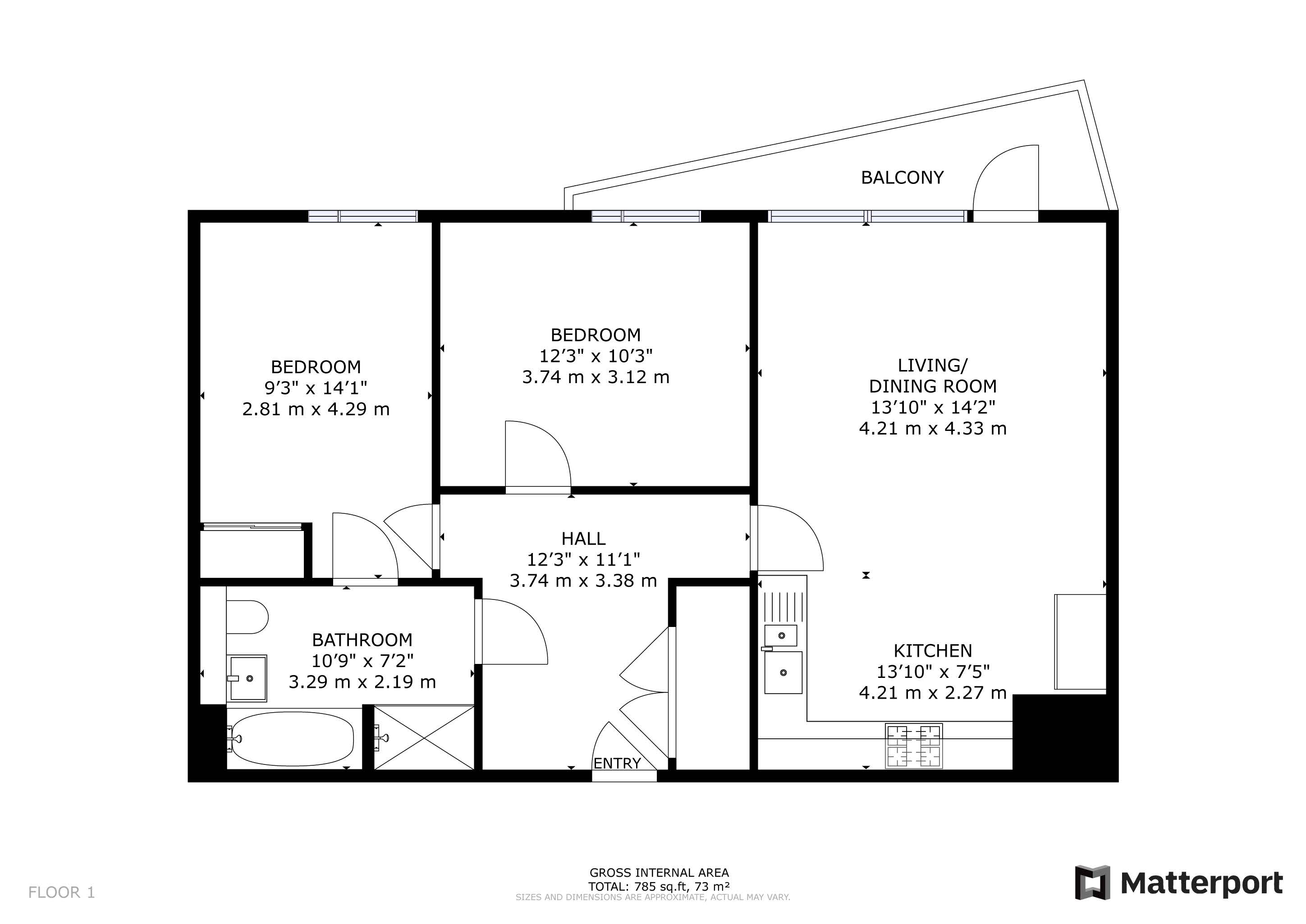 2 bed apartment for sale in Glebe Way - Property Floorplan