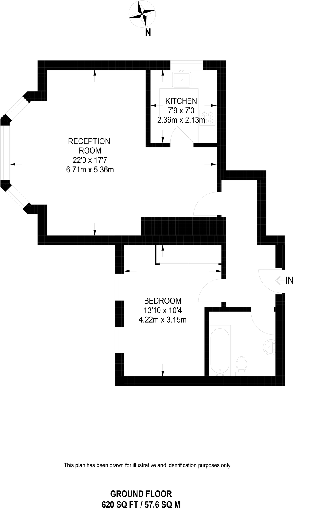 1 bed apartment to rent in Canning Road - Property Floorplan