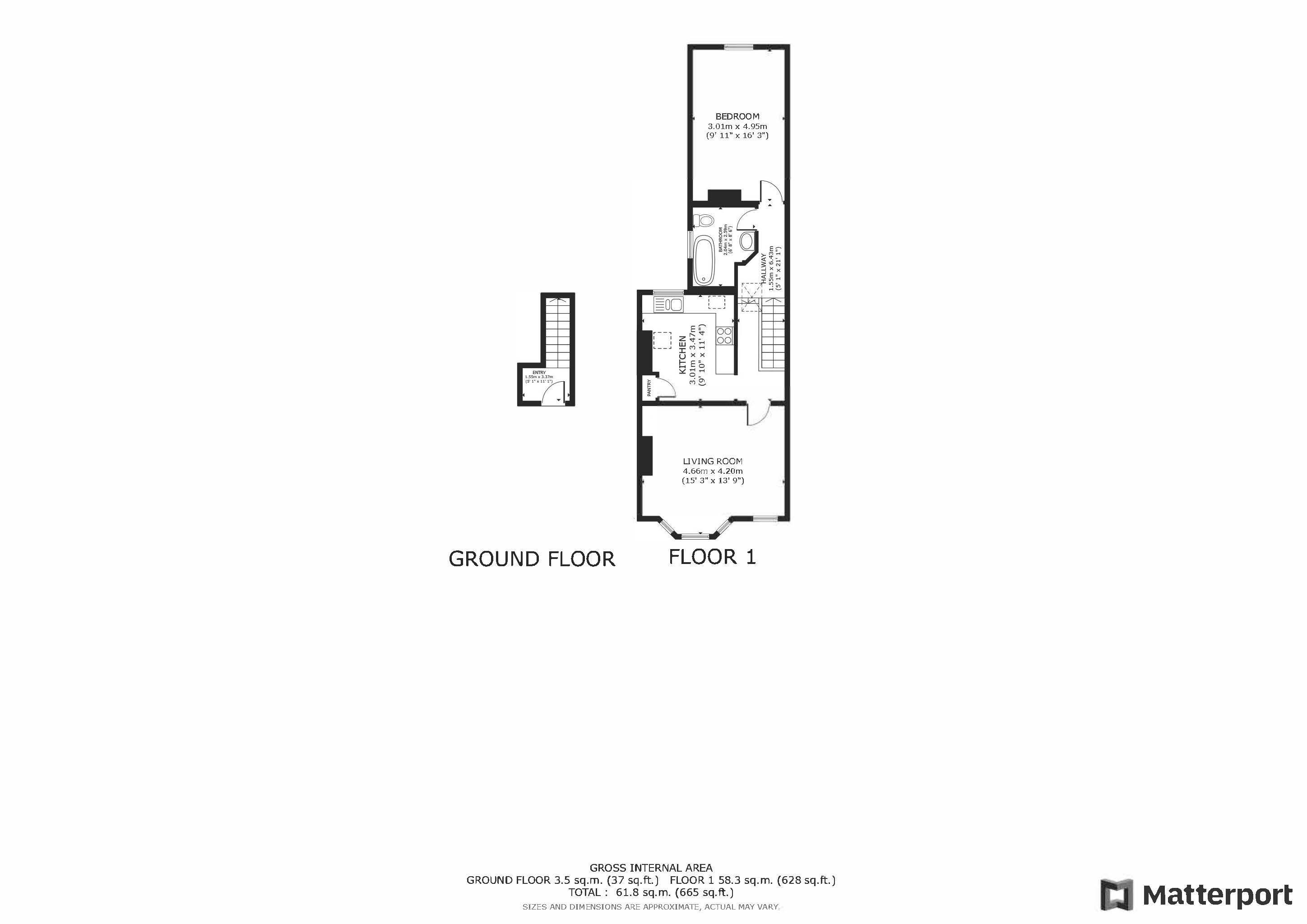 1 bed apartment for sale in Stretton Road - Property Floorplan