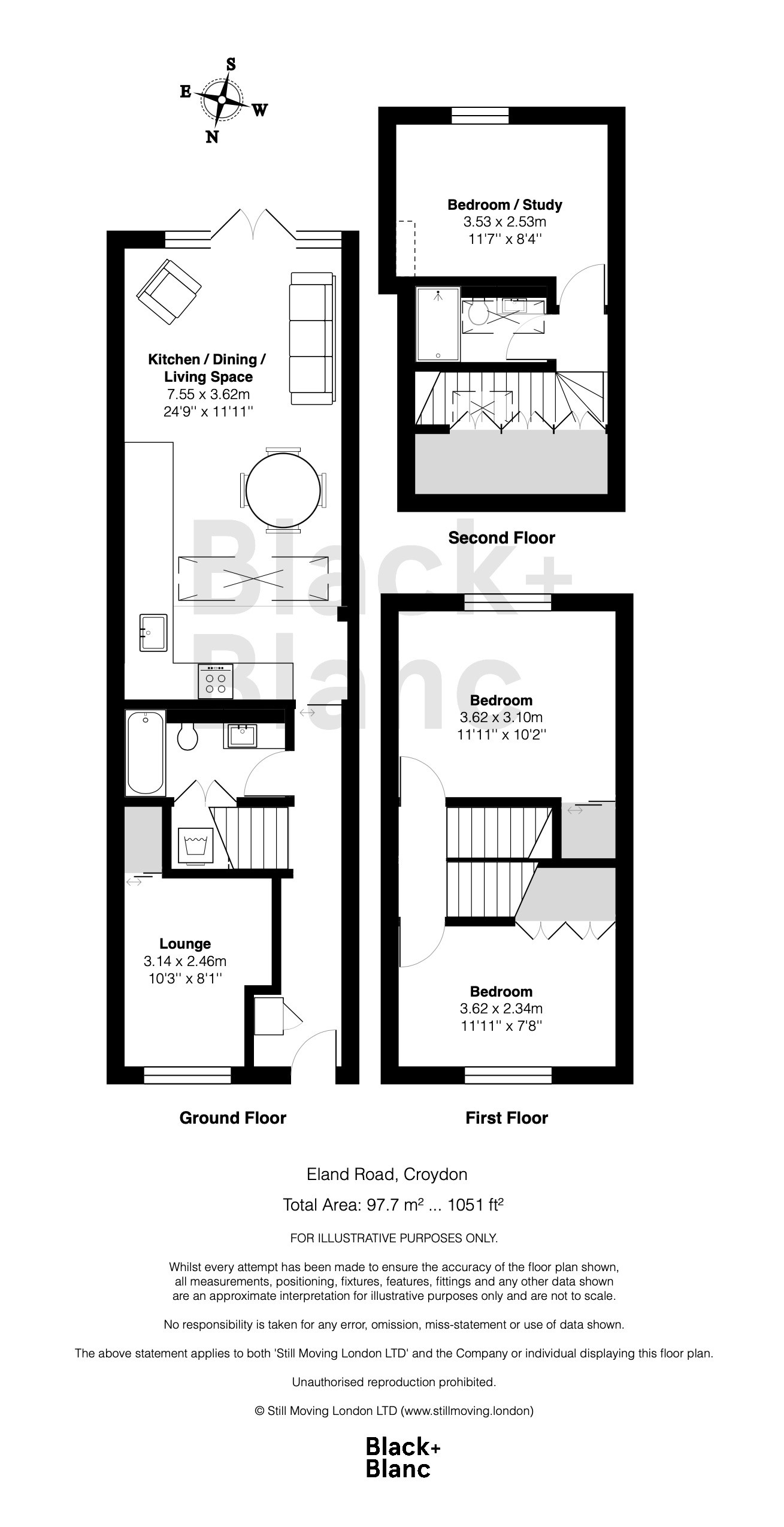 3 bed house for sale in Eland Road - Property Floorplan
