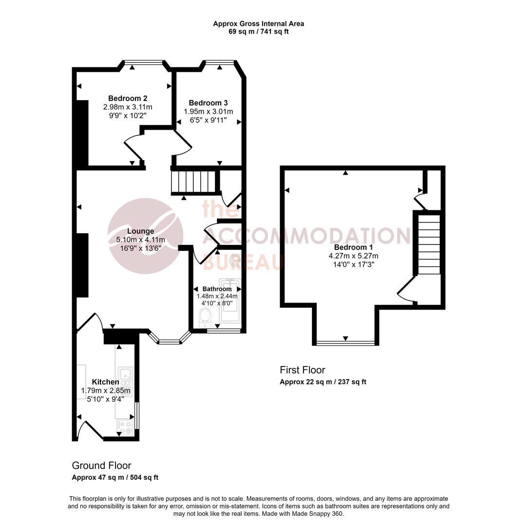 3 bed flat to rent in Park Road, Wadebridge - Property floorplan