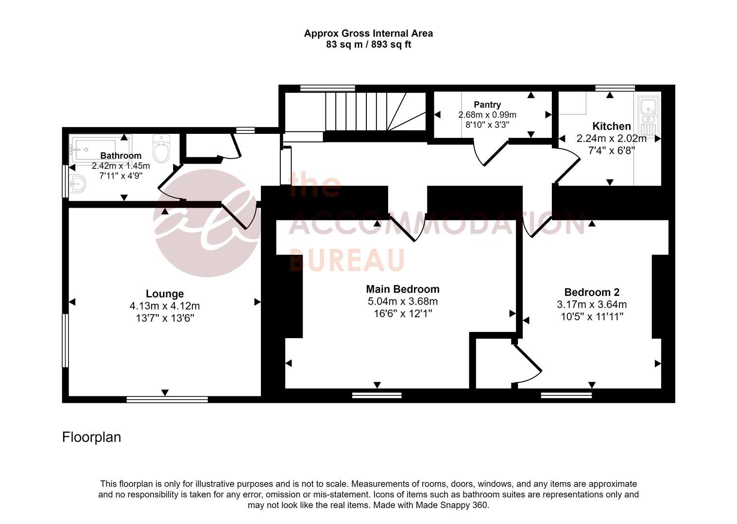 2 bed flat to rent in Love Lane, Bodmin - Property floorplan