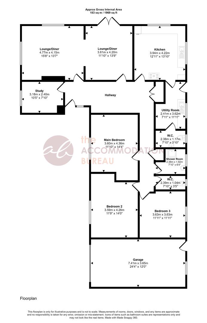 3 bed bungalow to rent, Wadebridge - Property floorplan