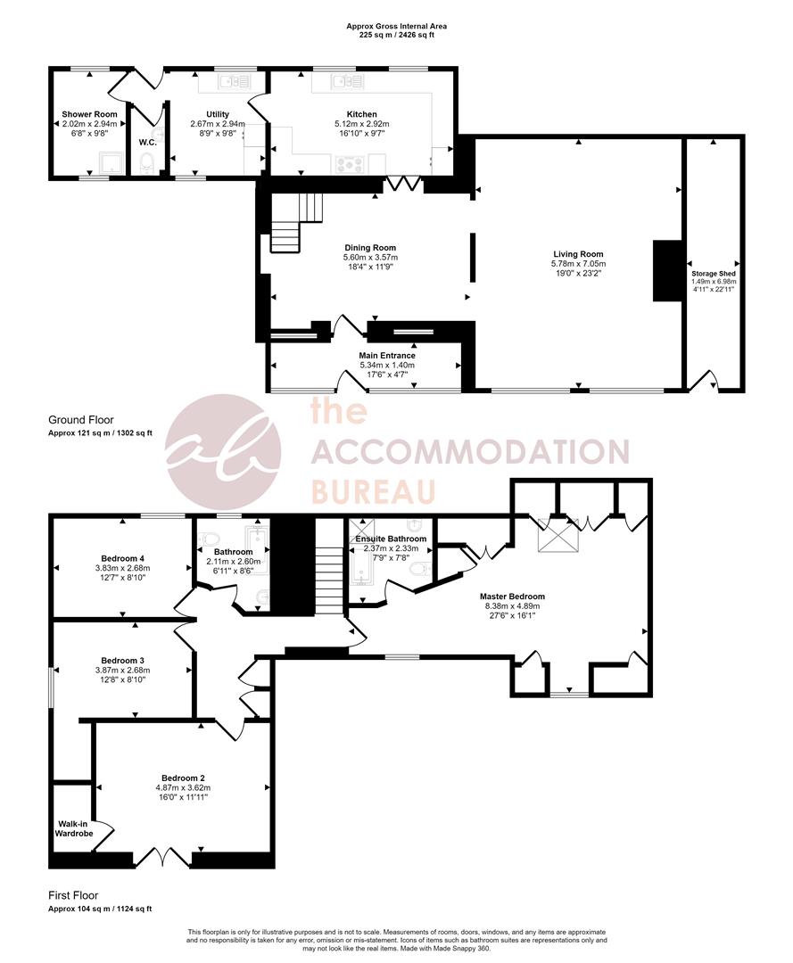 4 bed detached house to rent, Grampound - Property floorplan