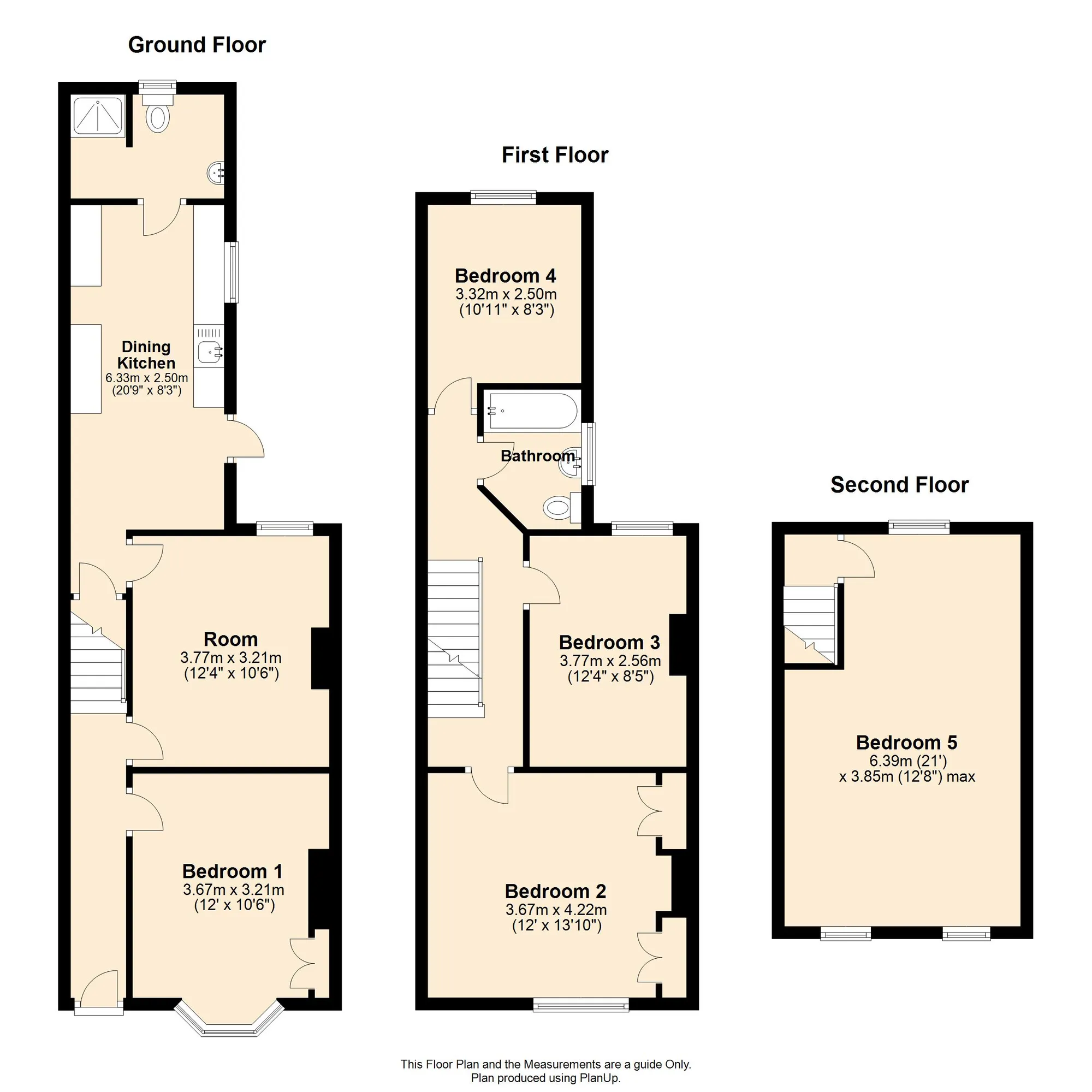 5 bed mid-terraced house to rent in Kimberley Road, Leicester - Property floorplan