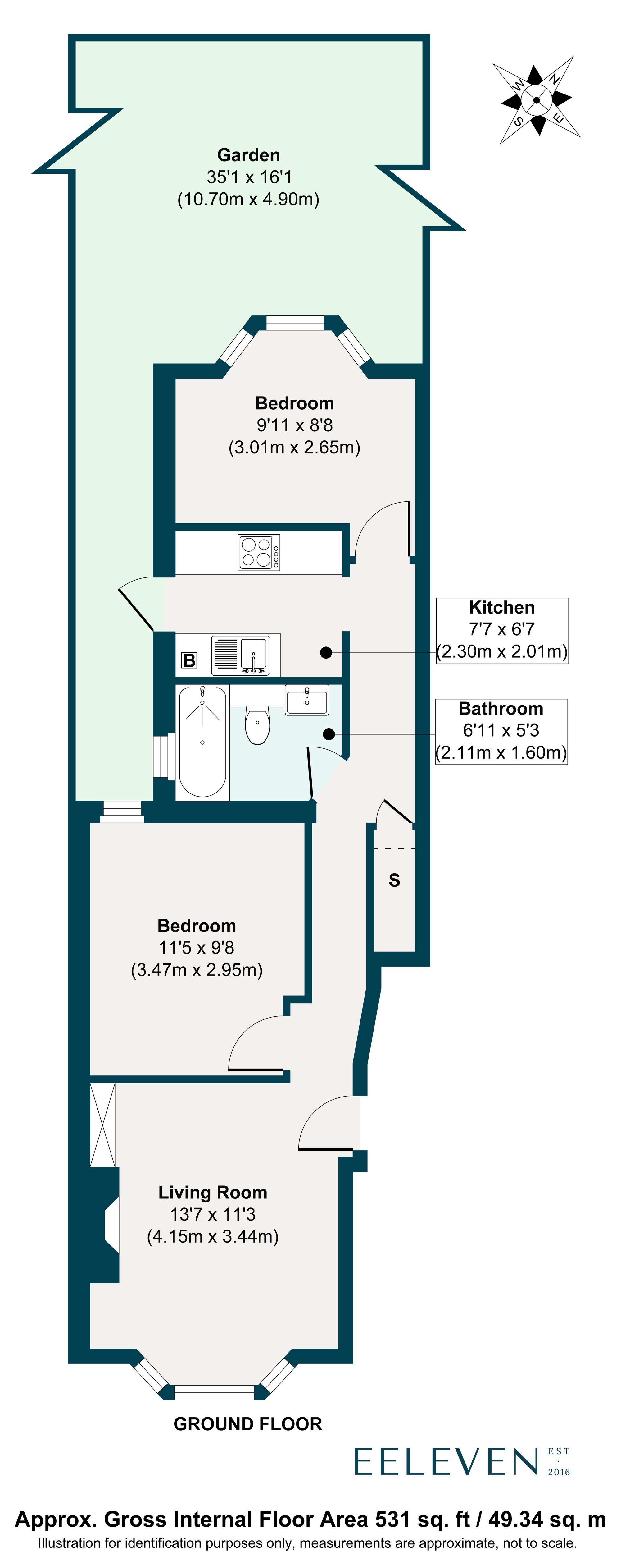2 bed flat for sale in Tyndall Road, Leyton, London, E10 - Property floorplan