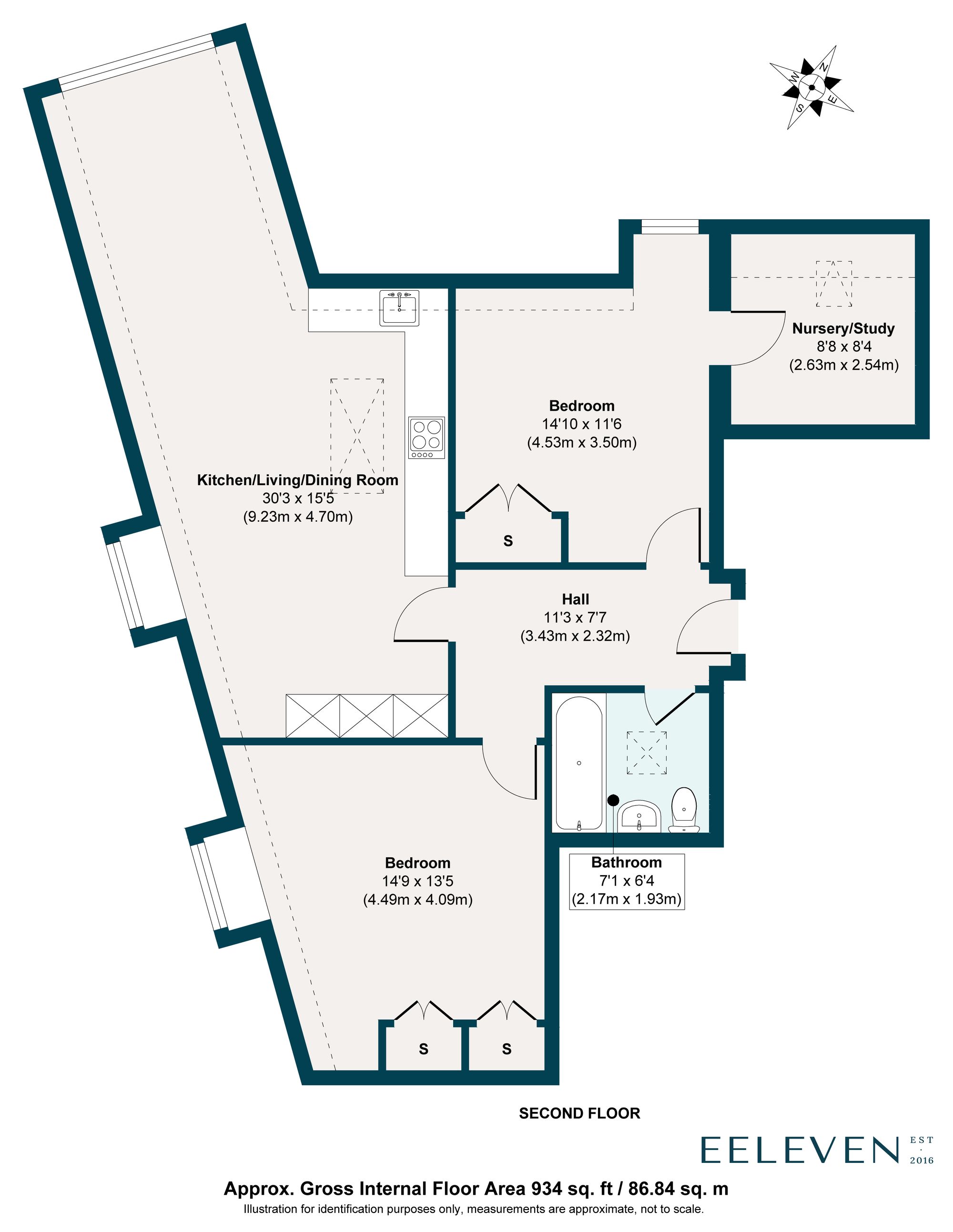 2 bed flat for sale in Wallwood Road, Upper Leytonstone, London, E11 - Property floorplan
