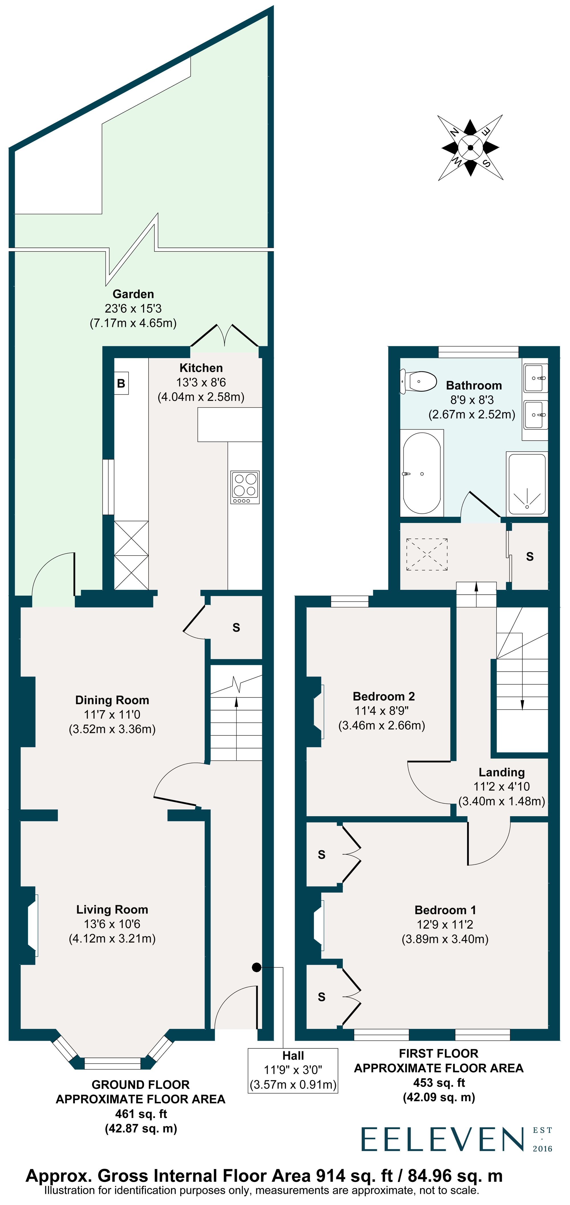 2 bed mid-terraced house for sale in Elsham Road, Leytonstone, London, E11 - Property floorplan