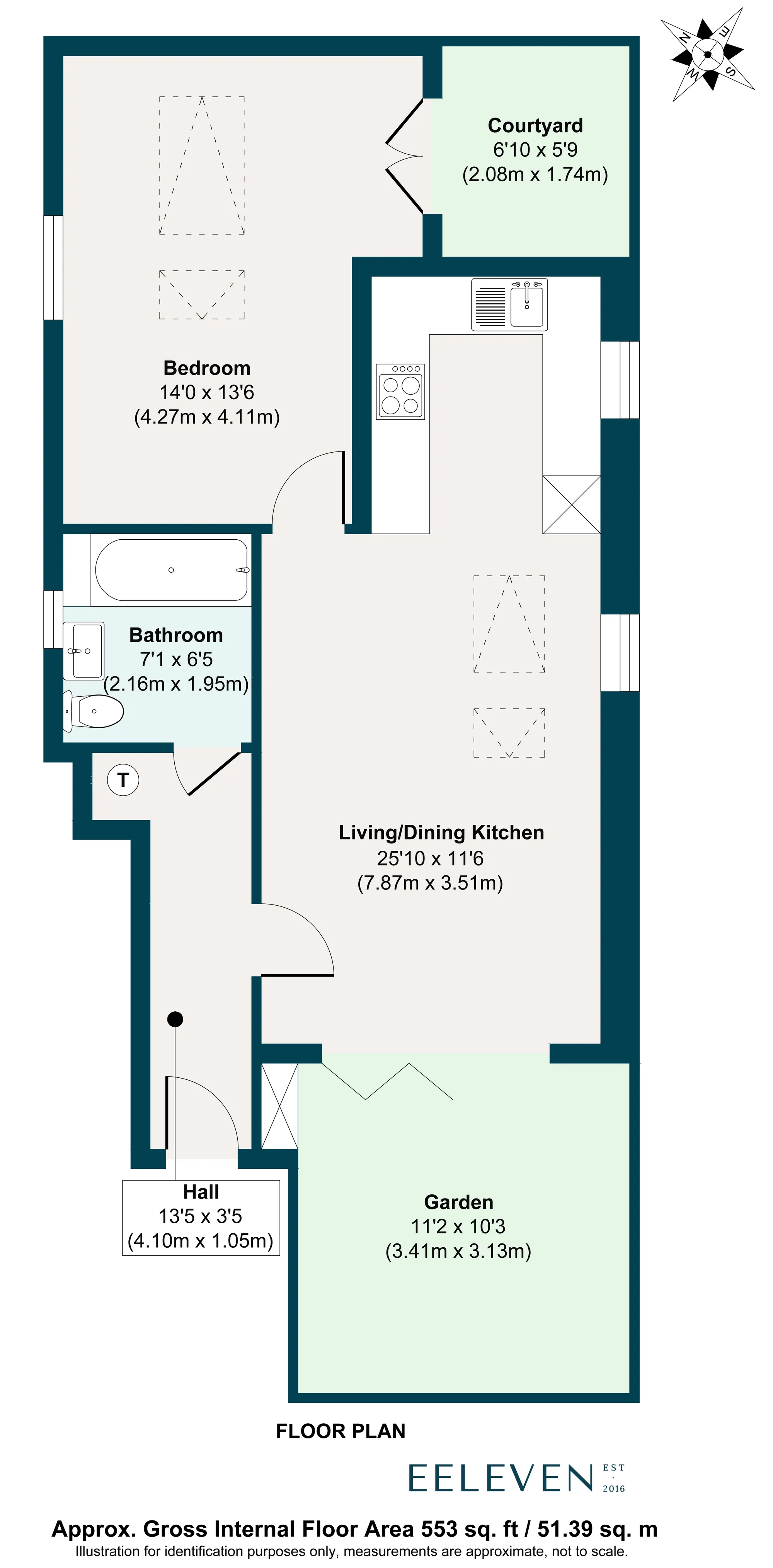 1 bed ground floor flat to rent in Tavistock Road, London - Property Floorplan