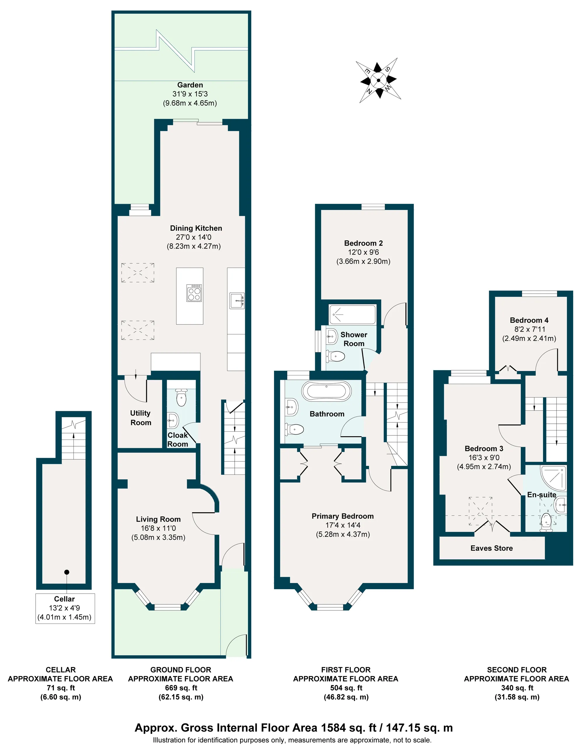 4 bed mid-terraced house for sale in St. Georges Road, London - Property Floorplan