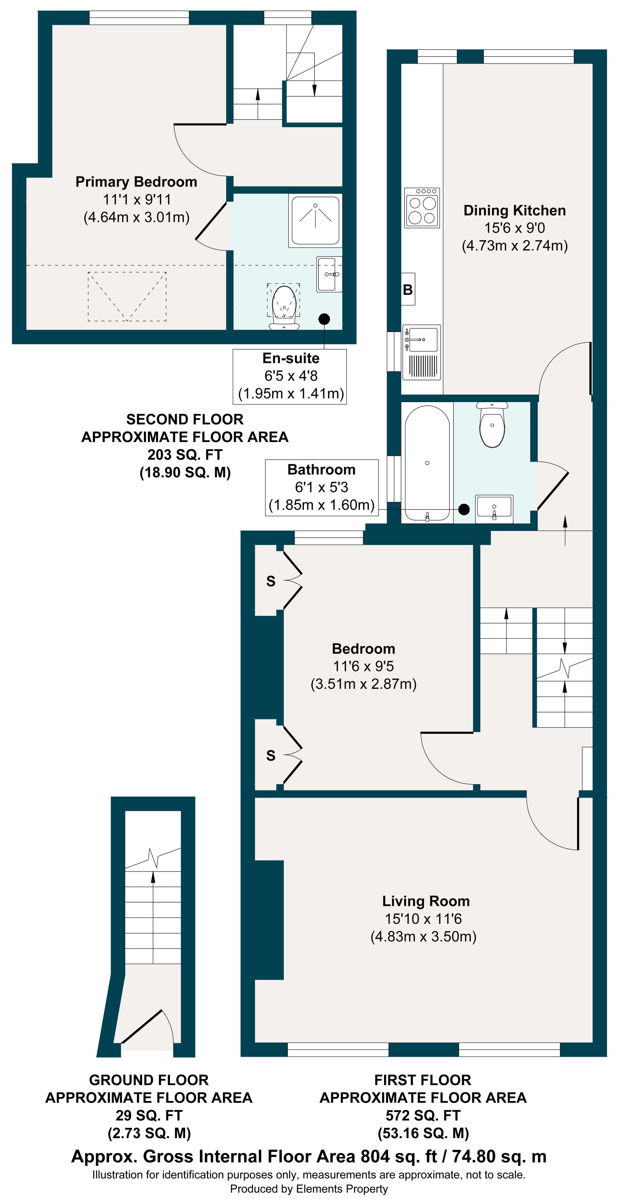 2 bed flat for sale in Murchison Road, Leyton, London, E10 - Property floorplan