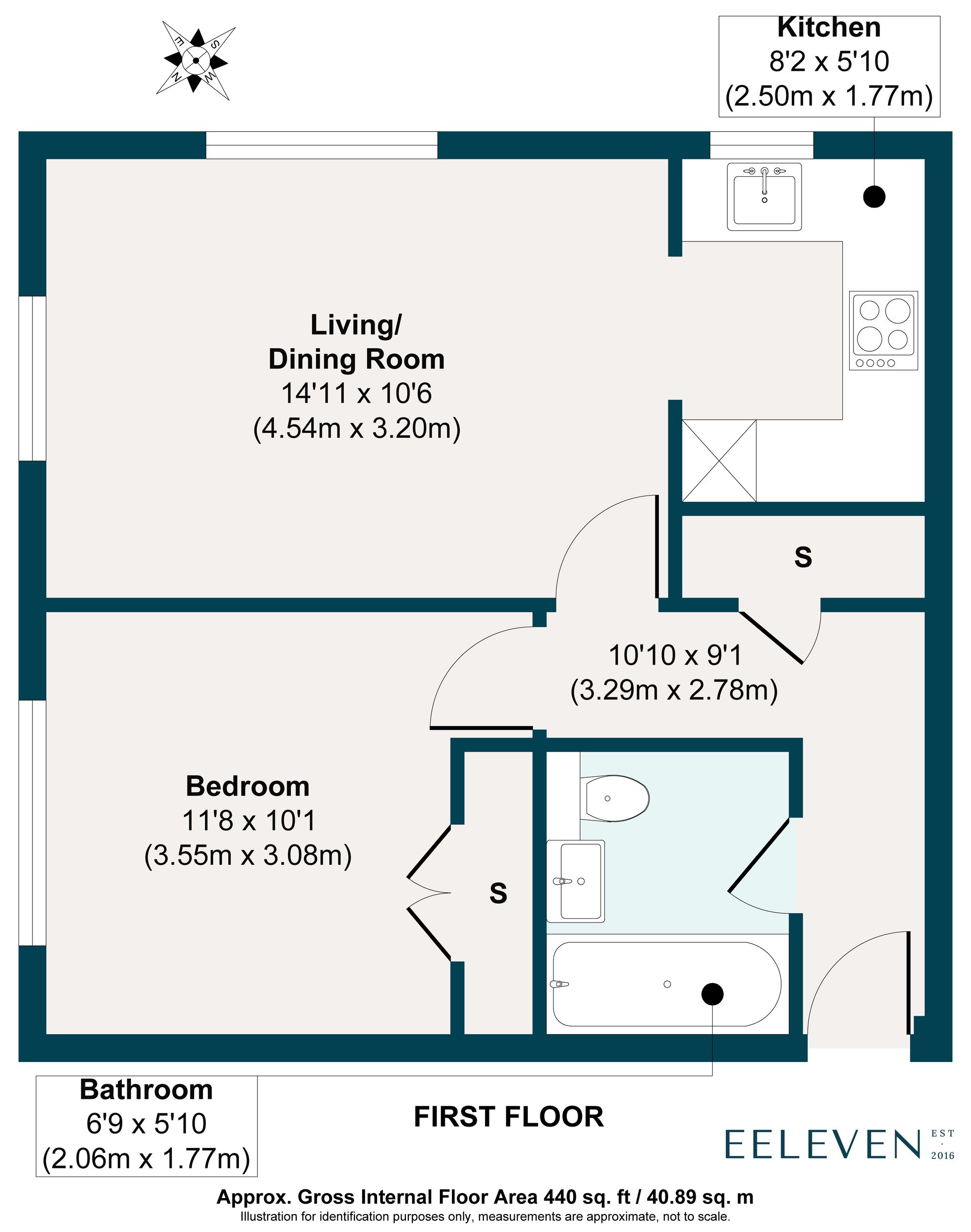 1 bed flat for sale in Willow Court, Trinity Close, Leytonstone, London, E11 - Property floorplan