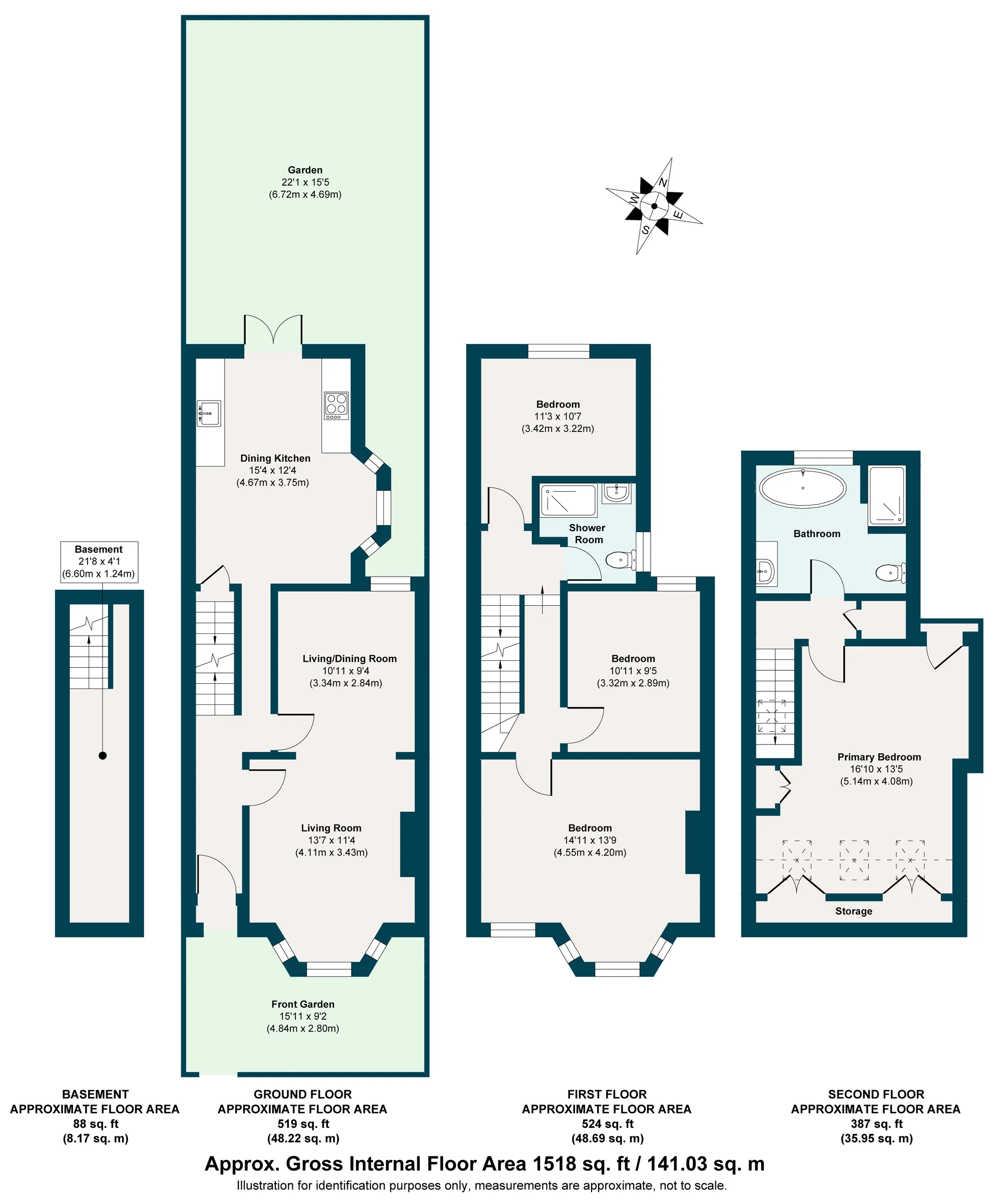 4 bed mid-terraced house for sale in Hampton Road, Leytonstone - Property Floorplan