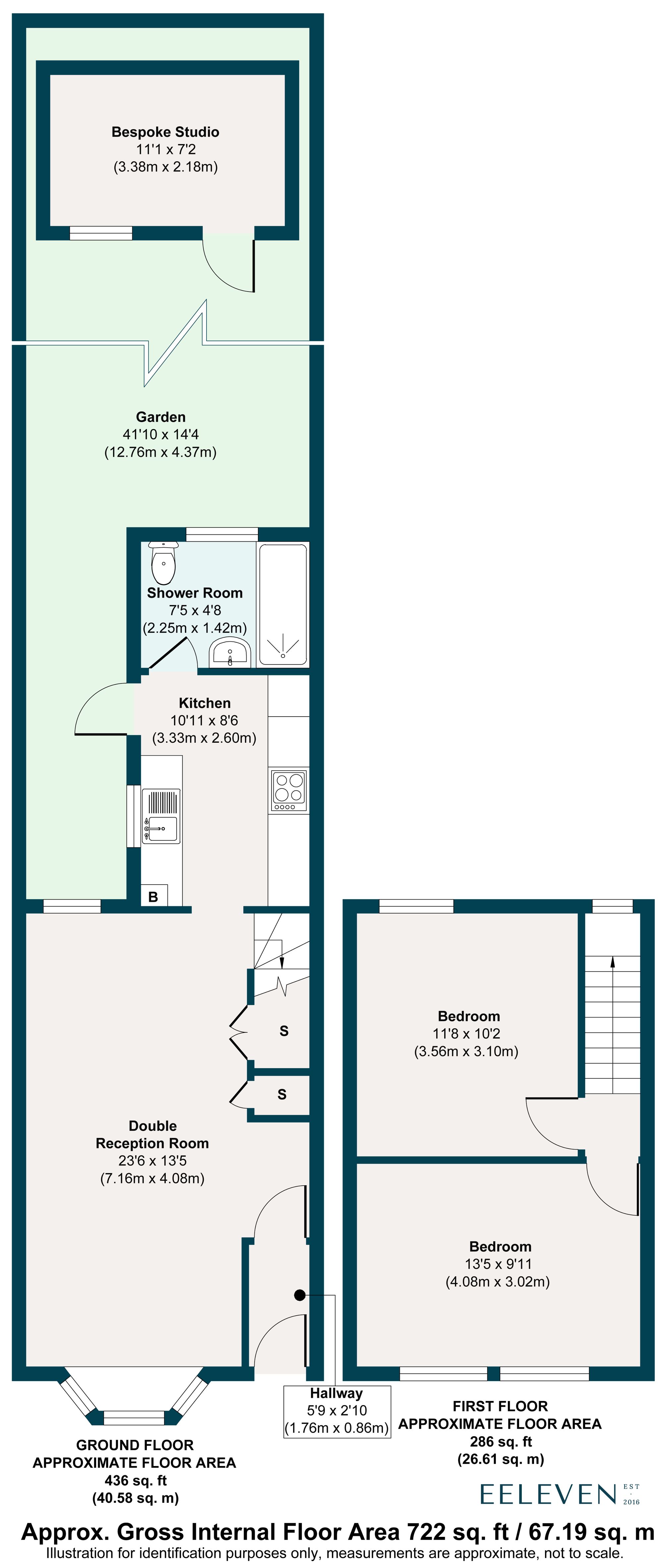 2 bed mid-terraced house for sale in Oakdale Road, Leytonstone, London, E11 - Property floorplan