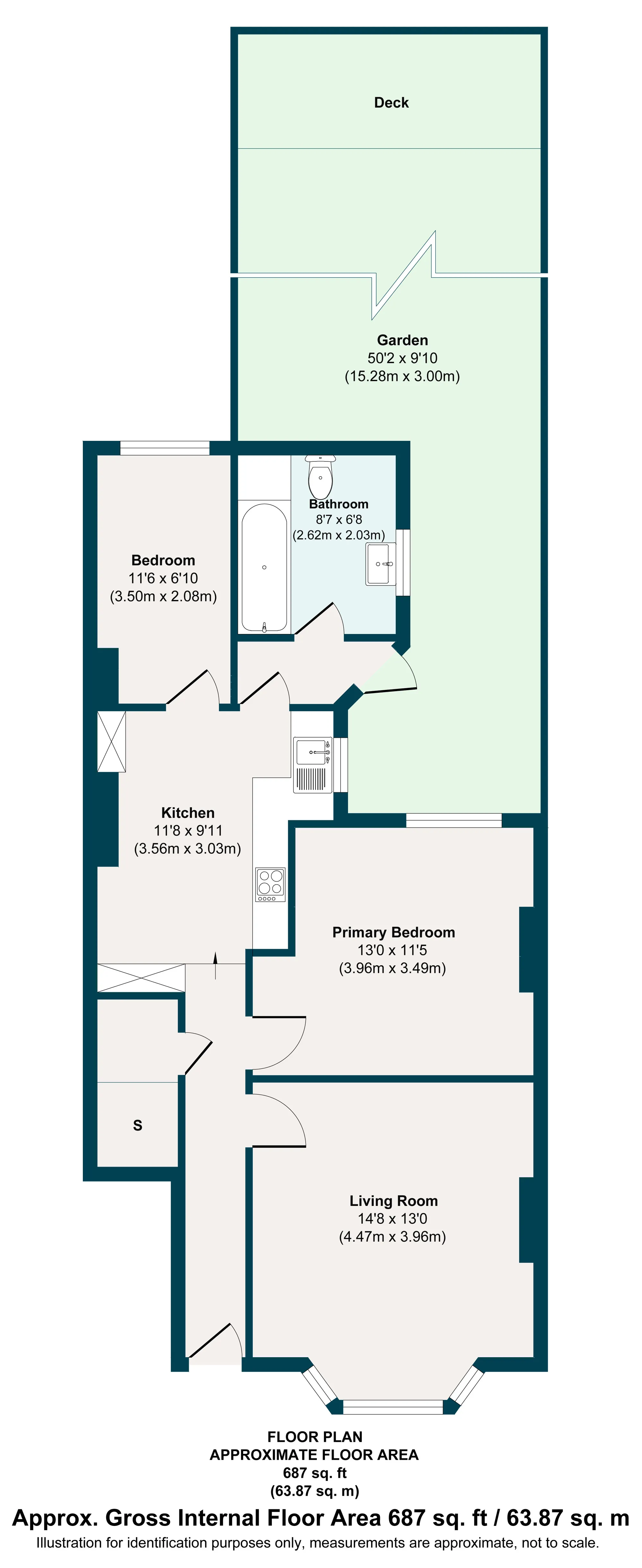 2 bed ground floor flat for sale in Scotts Road, Leyton - Property Floorplan