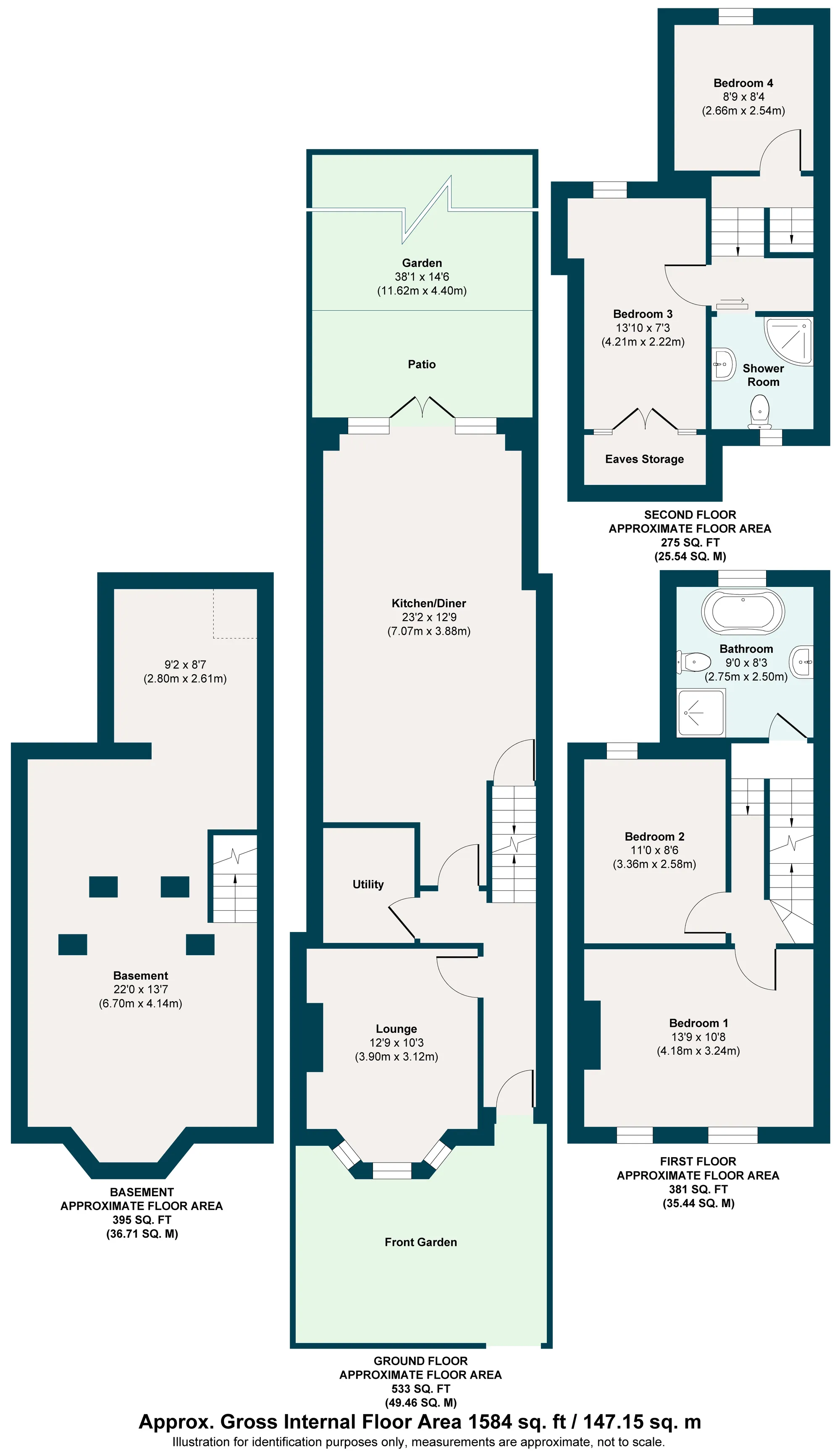 4 bed mid-terraced house for sale in Balmoral Road, Leyton - Property Floorplan