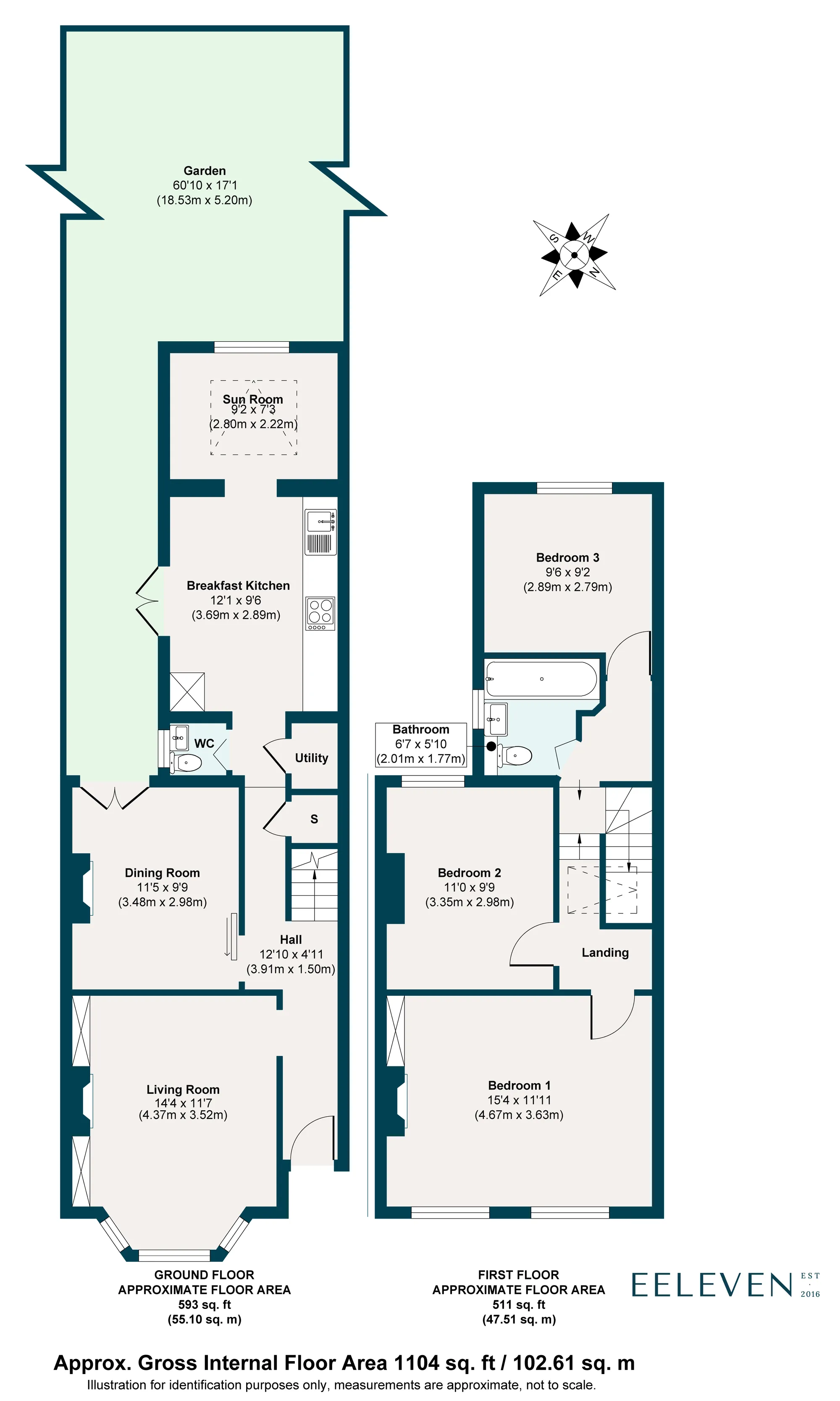 3 bed terraced house for sale in Ash Road, Maryland - Property Floorplan