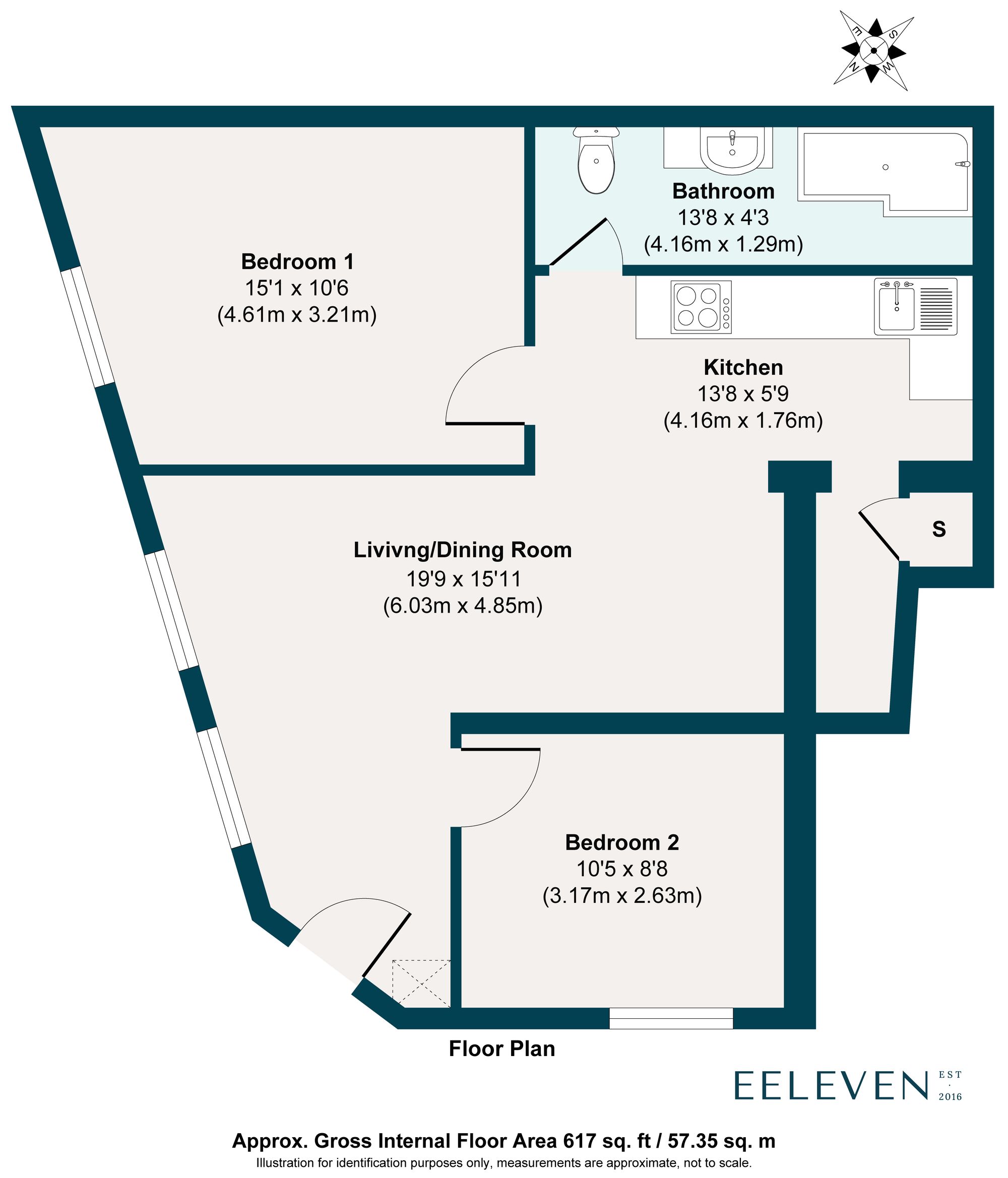 2 bed flat for sale in Farmer Road, Leyton, London, E10 - Property floorplan