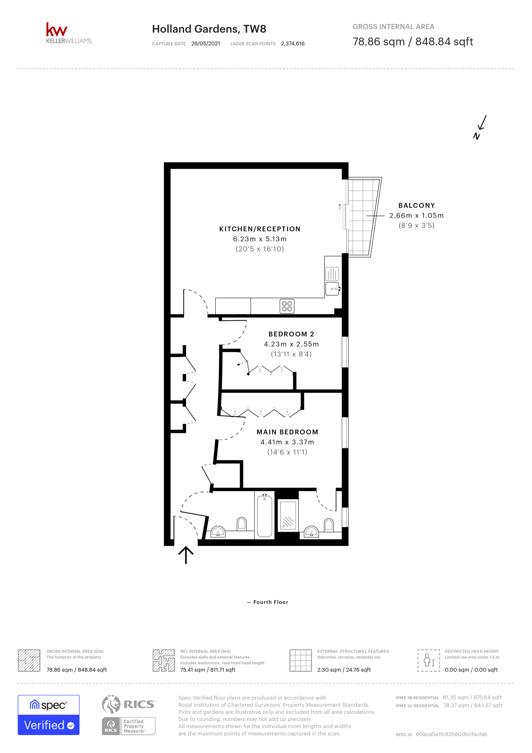2 bed apartment for sale in Holland Gardens, Brentford - Property Floorplan