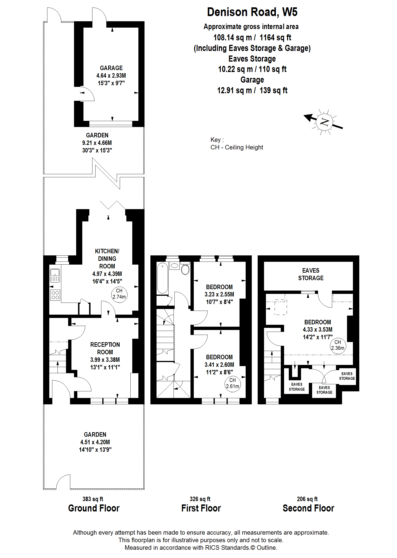 3 bed terraced house for sale in Denison Road, London - Property Floorplan