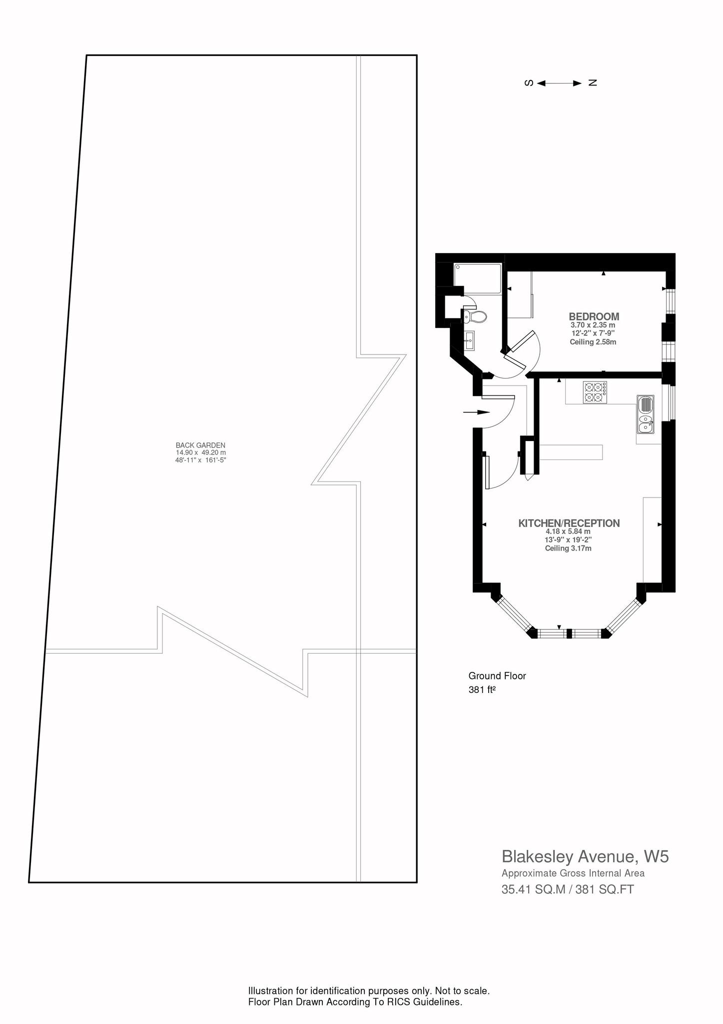 1 bed apartment for sale in Blakesley Avenue, Ealing - Property Floorplan