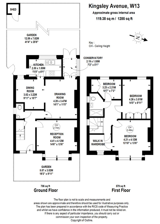 4 bed semi-detached house for sale in Kingsley Avenue, London - Property Floorplan