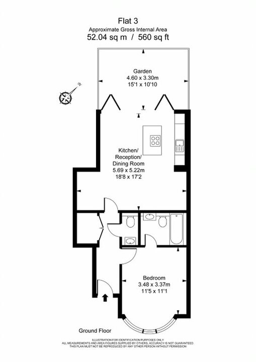 1 bed apartment for sale in Burnham Way, London - Property Floorplan