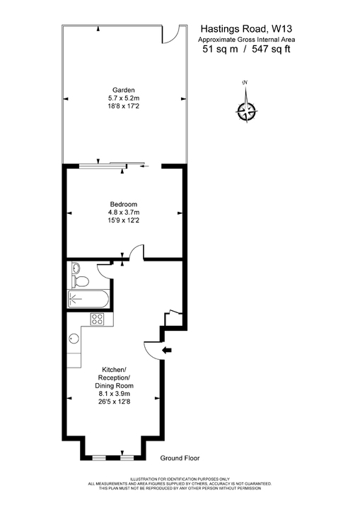 1 bed apartment for sale in Hastings Road, Ealing - Property Floorplan