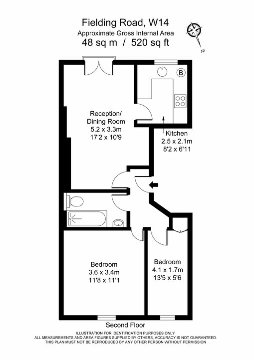 2 bed apartment for sale in Fielding Road, London - Property Floorplan