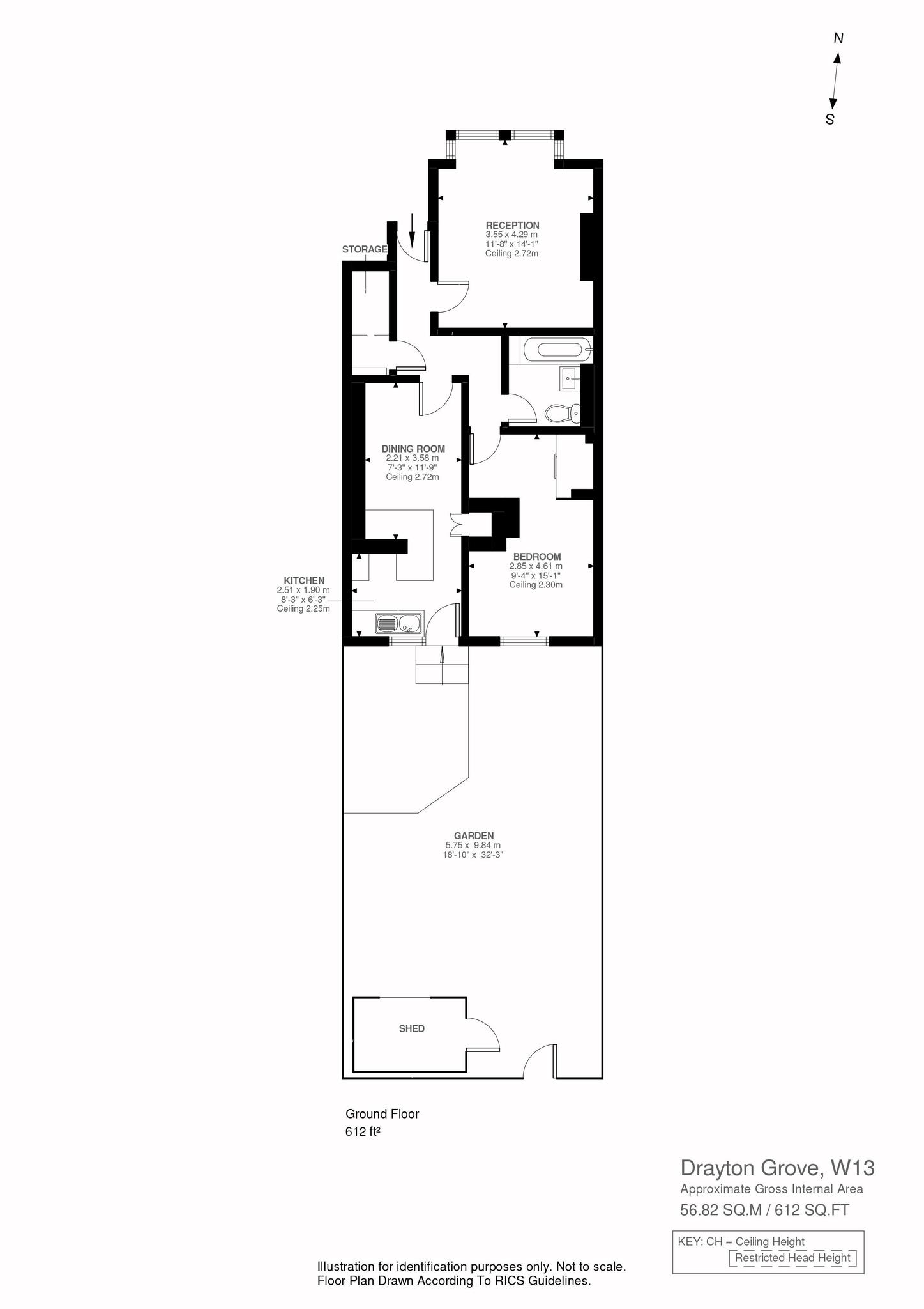 1 bed apartment for sale in Drayton Grove, Ealing - Property Floorplan