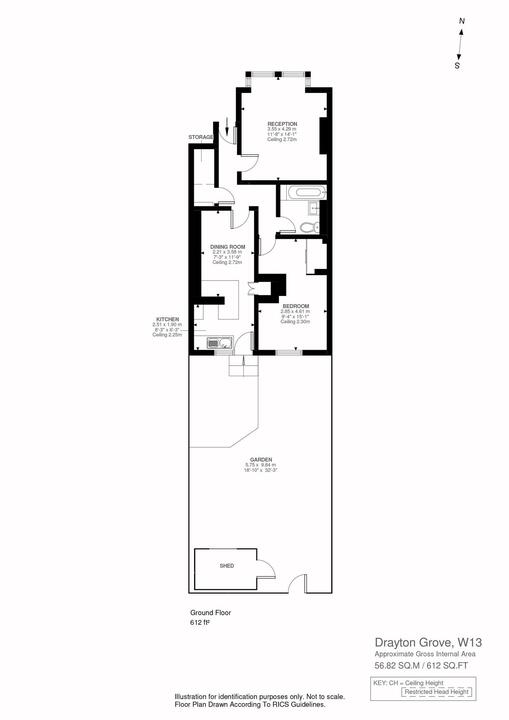 1 bed apartment for sale in Drayton Grove, Ealing - Property Floorplan