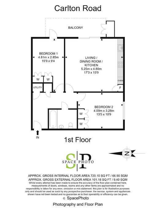 2 bed apartment to rent in Carlton Road, London - Property Floorplan