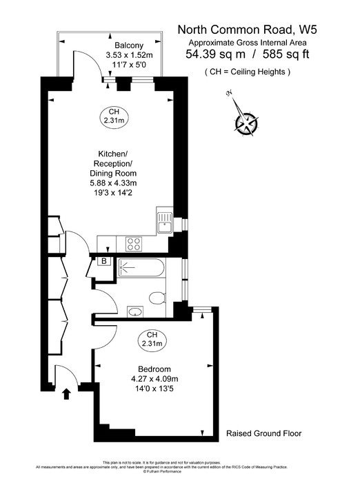 1 bed apartment to rent in North Common Road, London - Property Floorplan