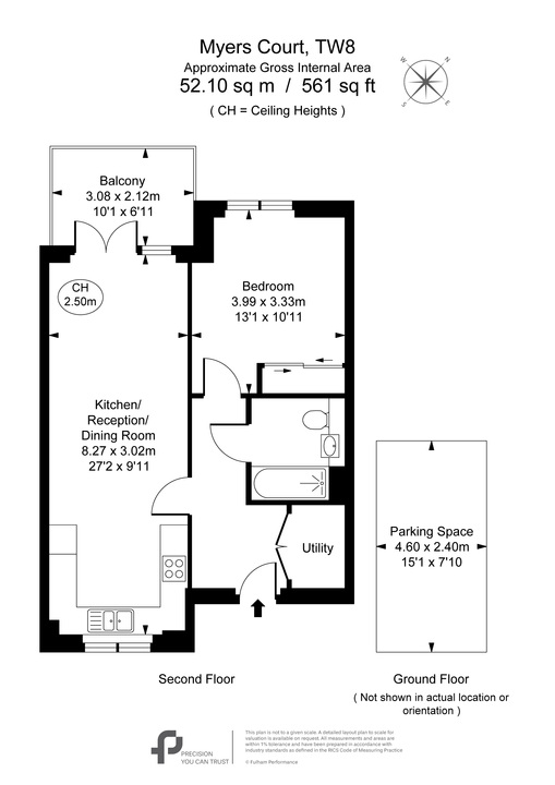 1 bed apartment for sale in Myers Court, Brentford - Property Floorplan