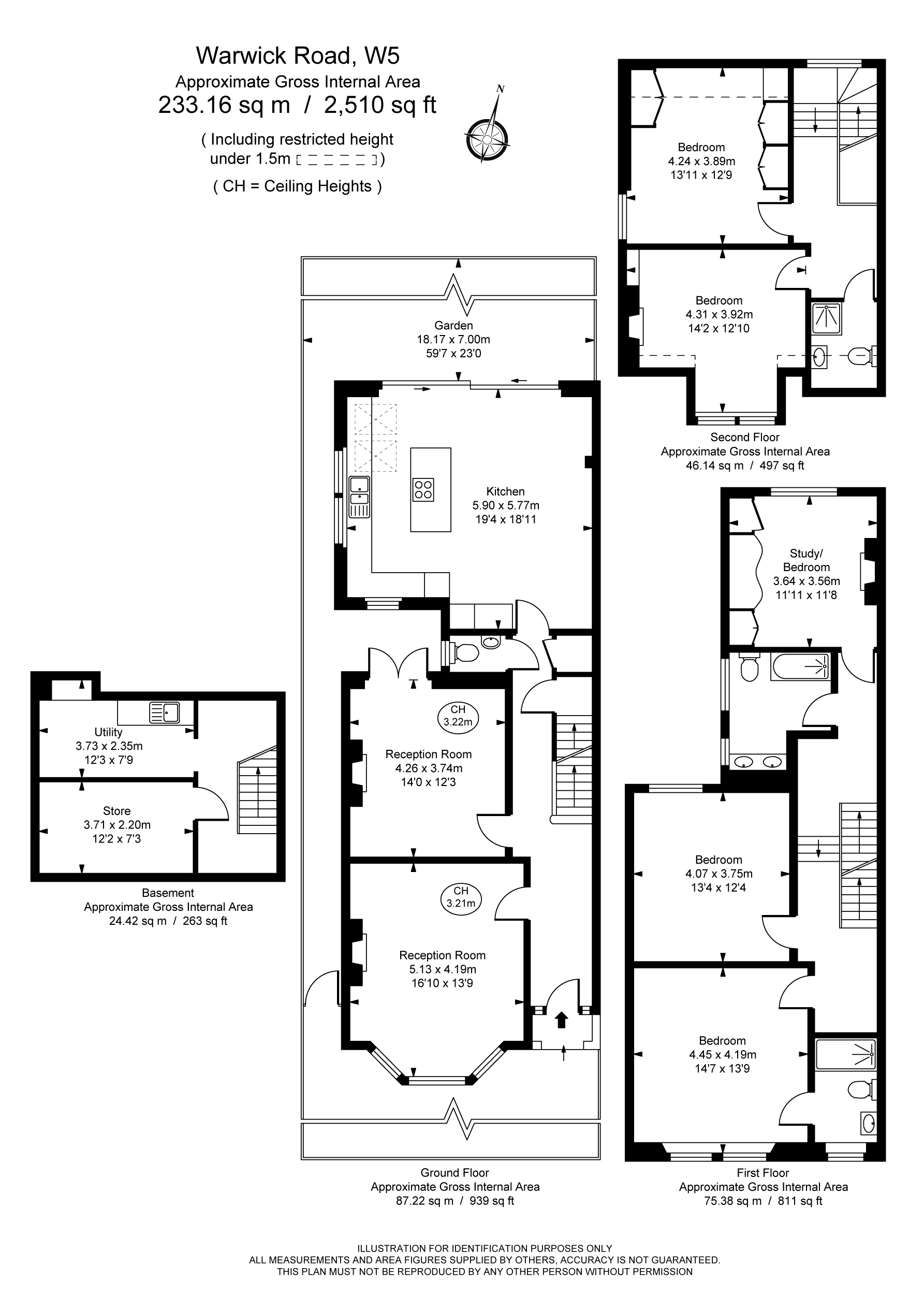 5 bed semi-detached house for sale in Warwick Road, London - Property Floorplan