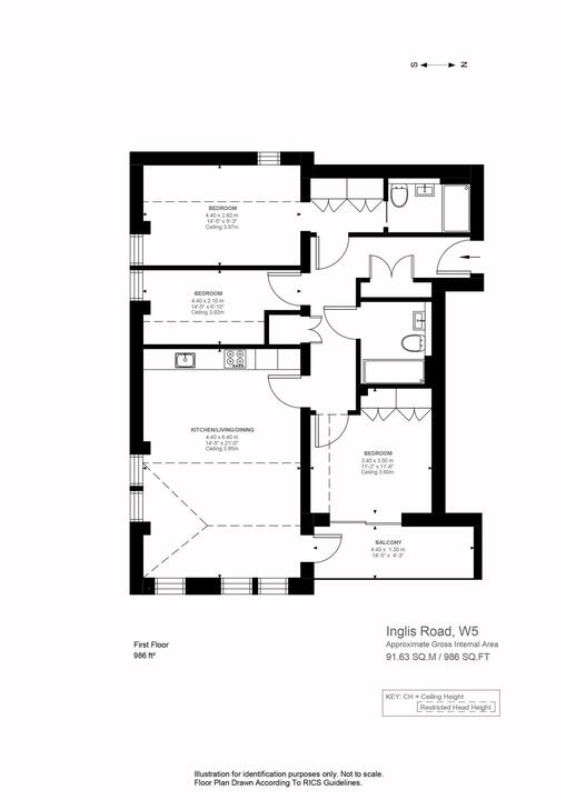 3 bed apartment for sale in Inglis Road, Ealing - Property Floorplan