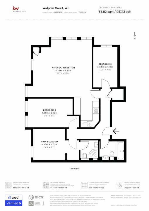 3 bed apartment to rent in Walpole Court, London - Property Floorplan