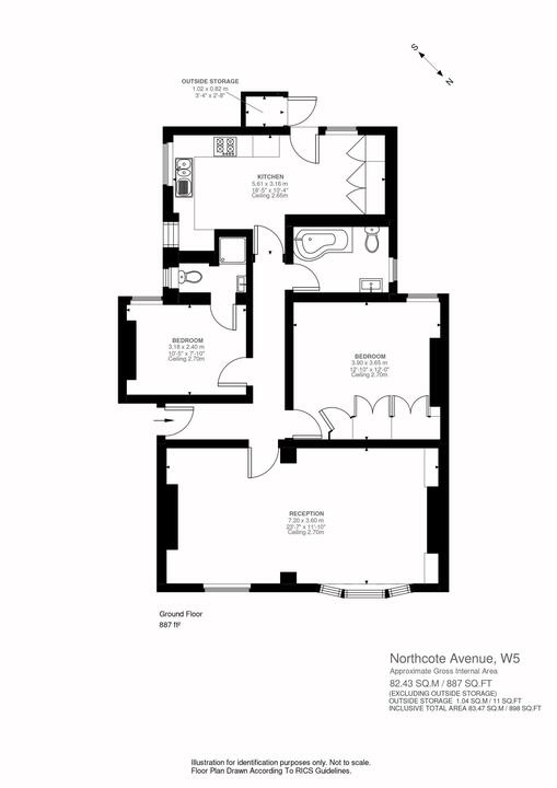 2 bed apartment for sale in Northcote Avenue, London - Property Floorplan